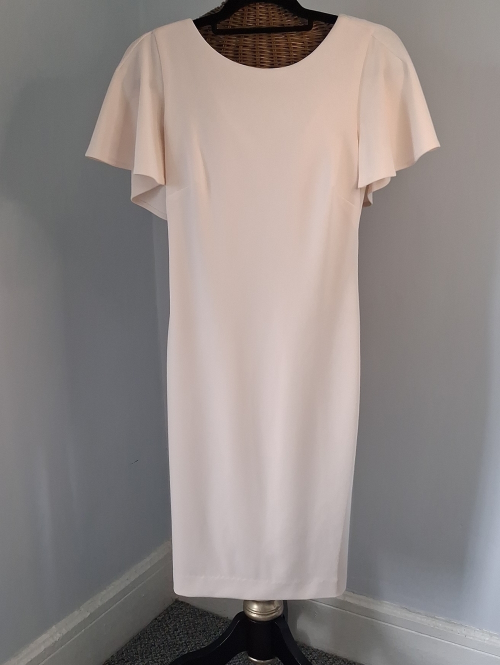 Calvin Klein Soft Blush Flutter-Sleeve Midi Dress